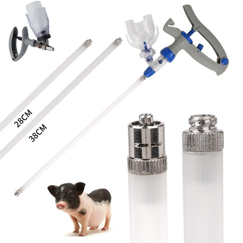 Veterinary Syringe Gun - 1-10Ml 獣医連続注射器延長チューブ 28 センチメートル/38 センチメートルワクチン注射家禽調整可能な自動注射器