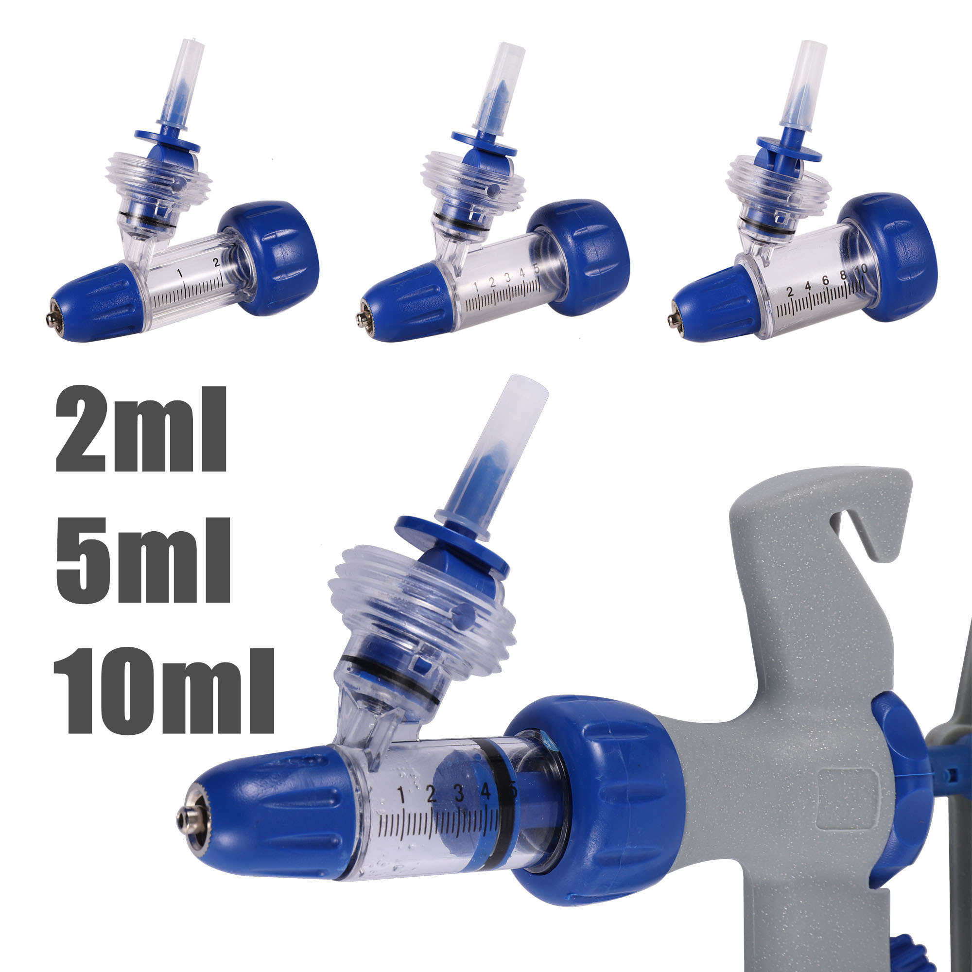 Veterinary Syringe Gun - 2/5/10ml 自動連続注射器 動物用 調節可能注射器 鶏 鳥