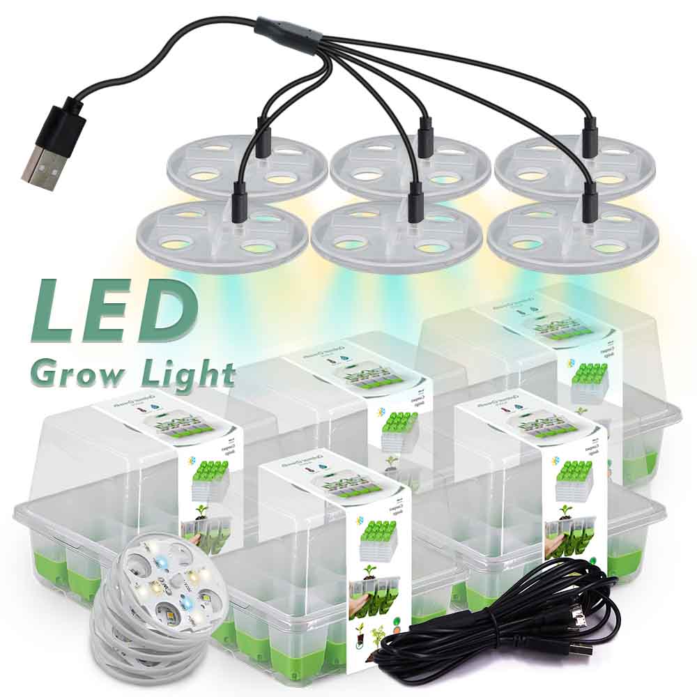 Greenhouse Plastic Film - LED 成長ライト苗スタータートレイキット透明カバー付き屋内庭温室花植物苗床発芽ボックス