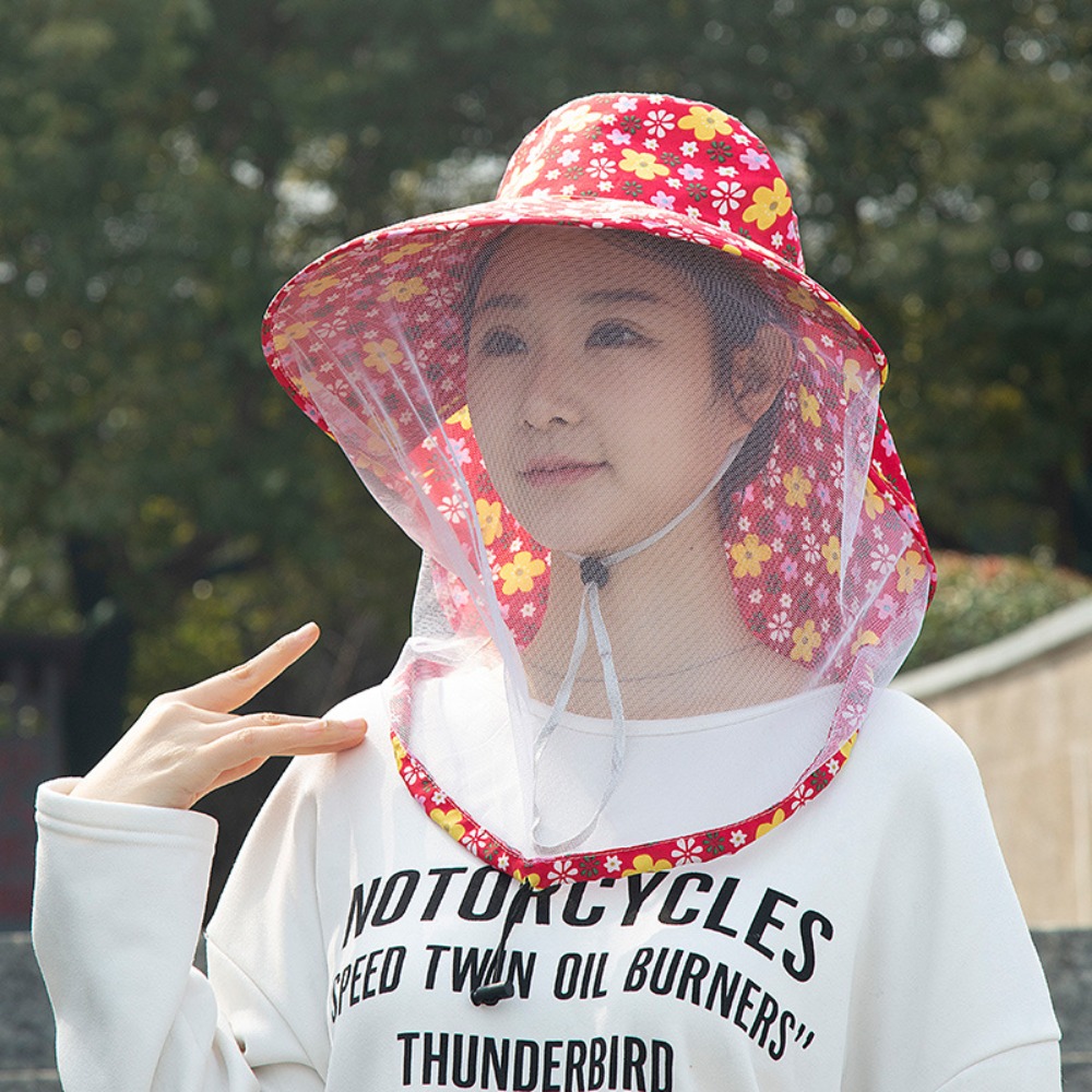 Agriculture Farming Hats - 印刷用蜂蚊よけ帽子日焼け止めフェイスマスクメッシュ茶摘み帽子UV保護通気性農業作業帽子農作業用帽子
