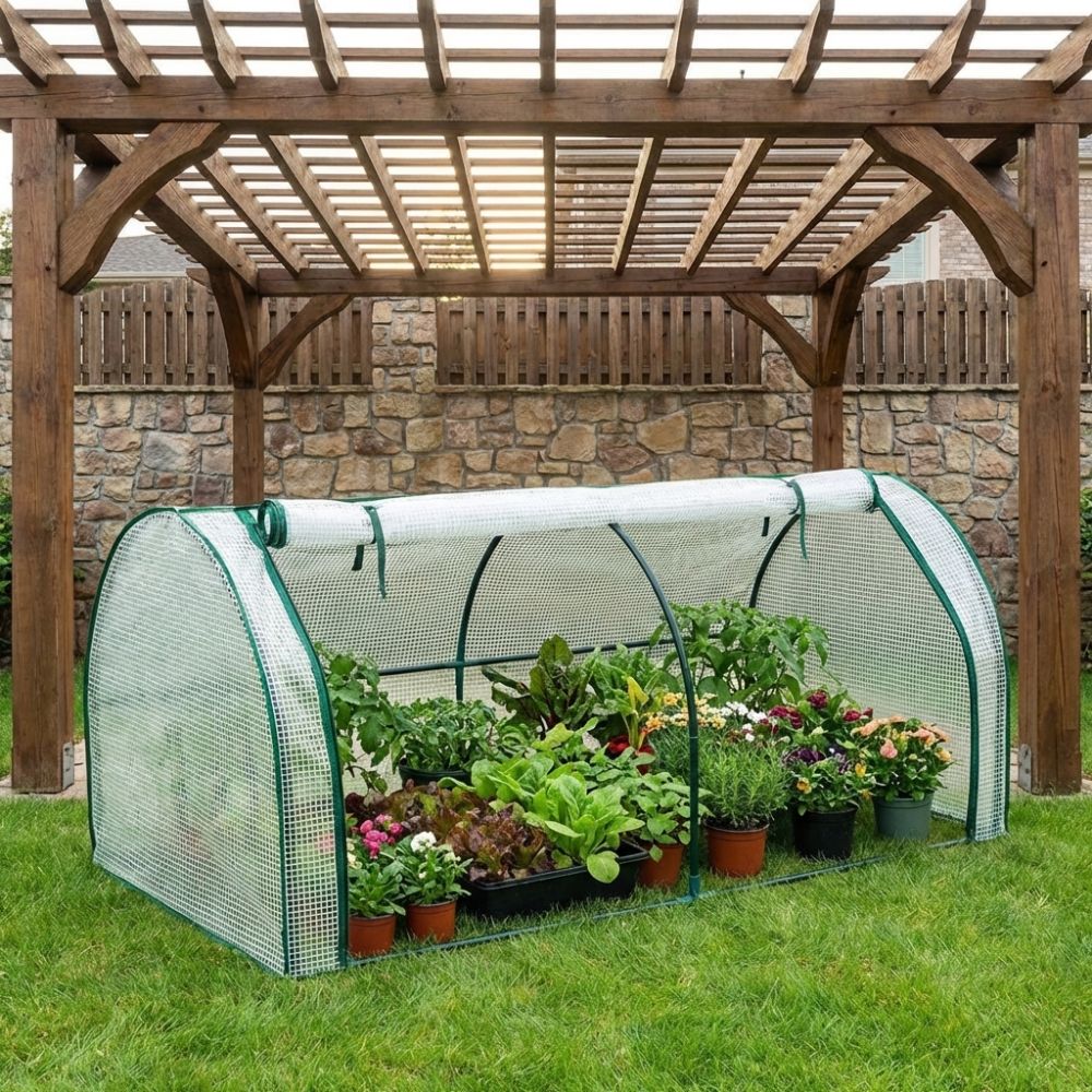 Greenhouse Plastic Film - 透明ミニ植物温室プラスチック防水断熱カバー鳥よけ効率的な保護植物育成テント裏庭用