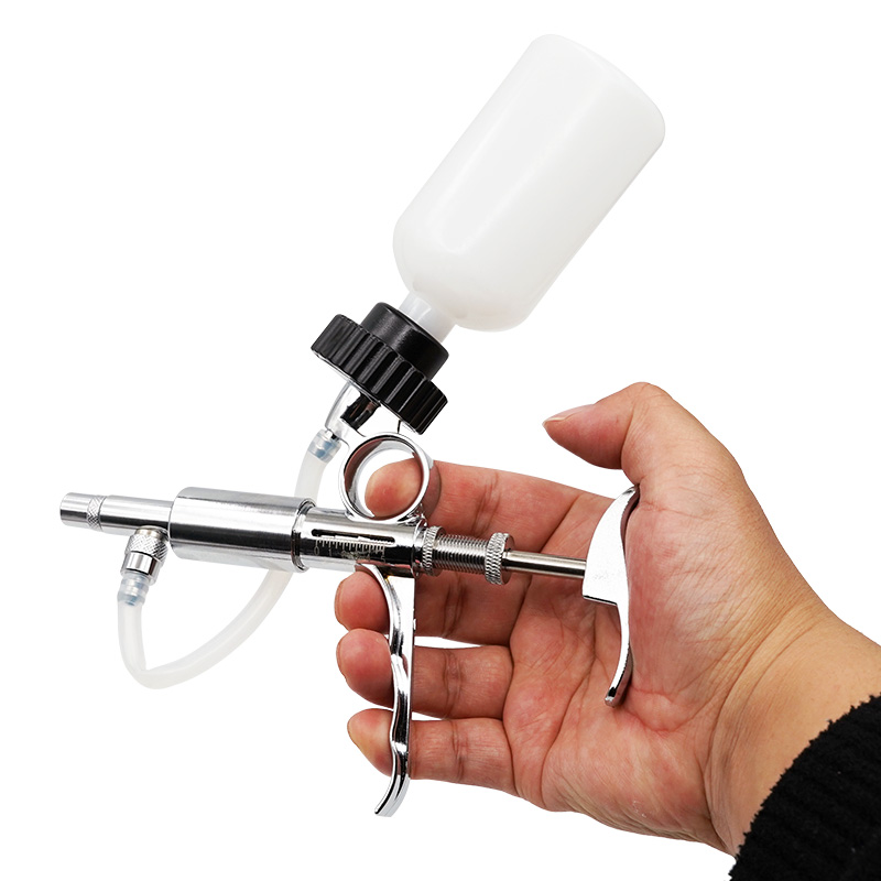 Veterinary Syringe Gun - 0.5-5 ミリリットル連続注射器ツール金属自動注射器家畜動物豚鶏ワクチン注射器ボトル