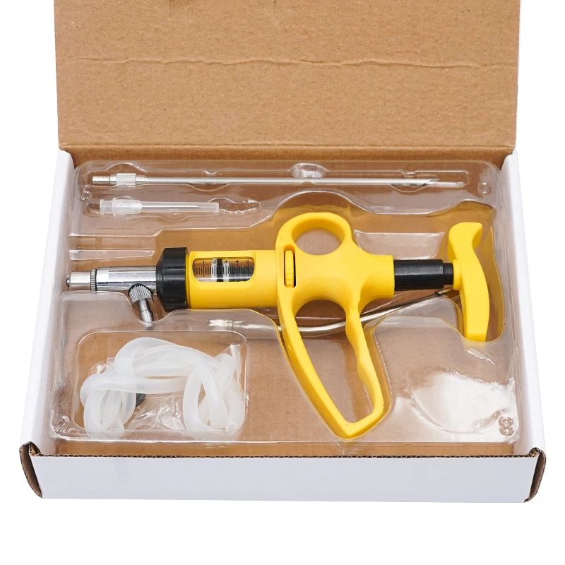 Veterinary Syringe Gun - 1セット5ml/10ml調整可能連続注射器注入装置、獣医用注射給餌ガン、鶏用ワクチン注射