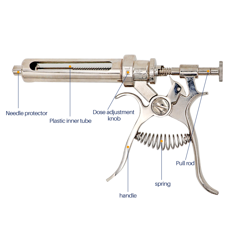 ステンレス鋼の動物の注入リクライニング、なだめるような詰め物 - Veterinary Syringe Gun のレビューと価格
