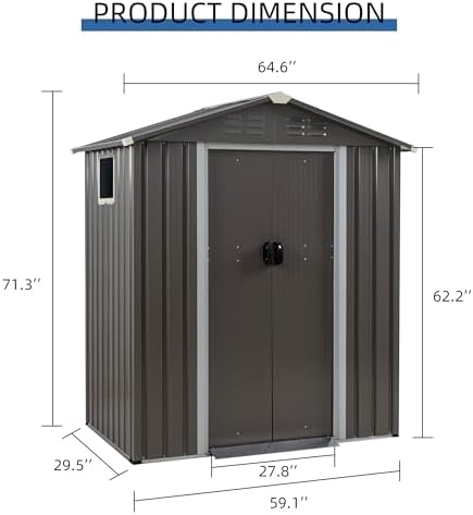 JY QAQA 5x3フィート 金属製屋外ガーデン収納庫、防 - Farming For Agriculture のレビューと価格