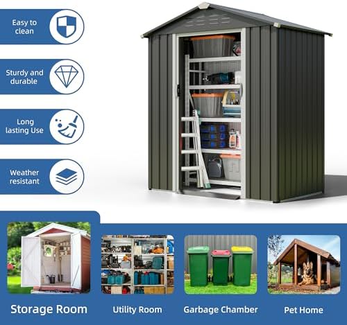 JY QAQA 5x3フィート 金属製屋外ガーデン収納庫、防 - Farming For Agriculture のレビューと価格